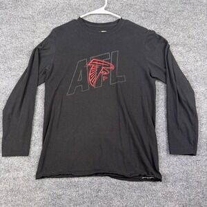 NFL Team Apparel Atlanta Falcons Long Sleeve T-Shirt Black Mens Medium ATL Logo